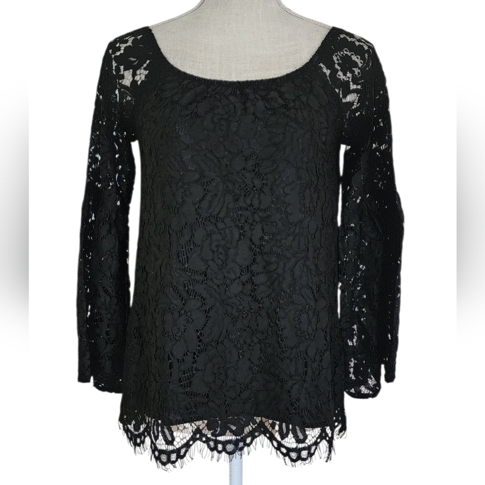 Chaser Black Lace Bell Sleeve Top XS